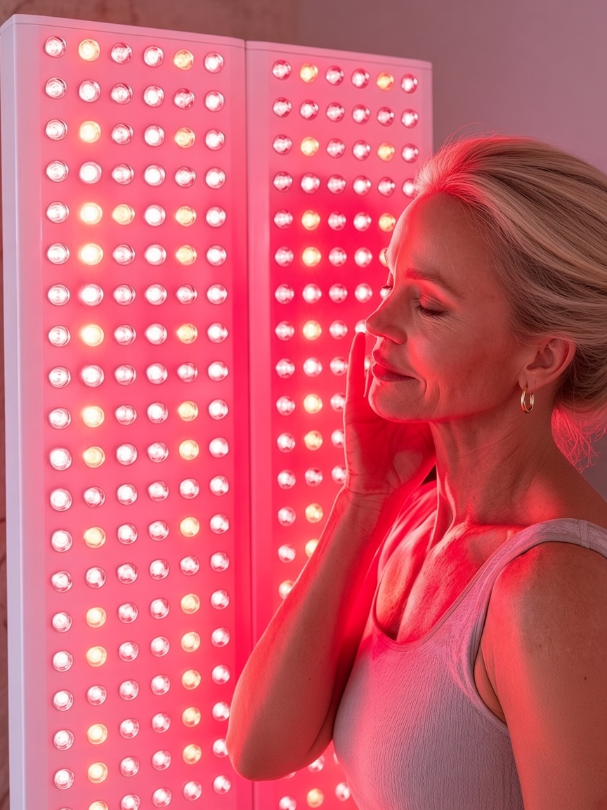 Red light and near-infrared therapy panel at Prodigo Day Spa in Harleysville, PA